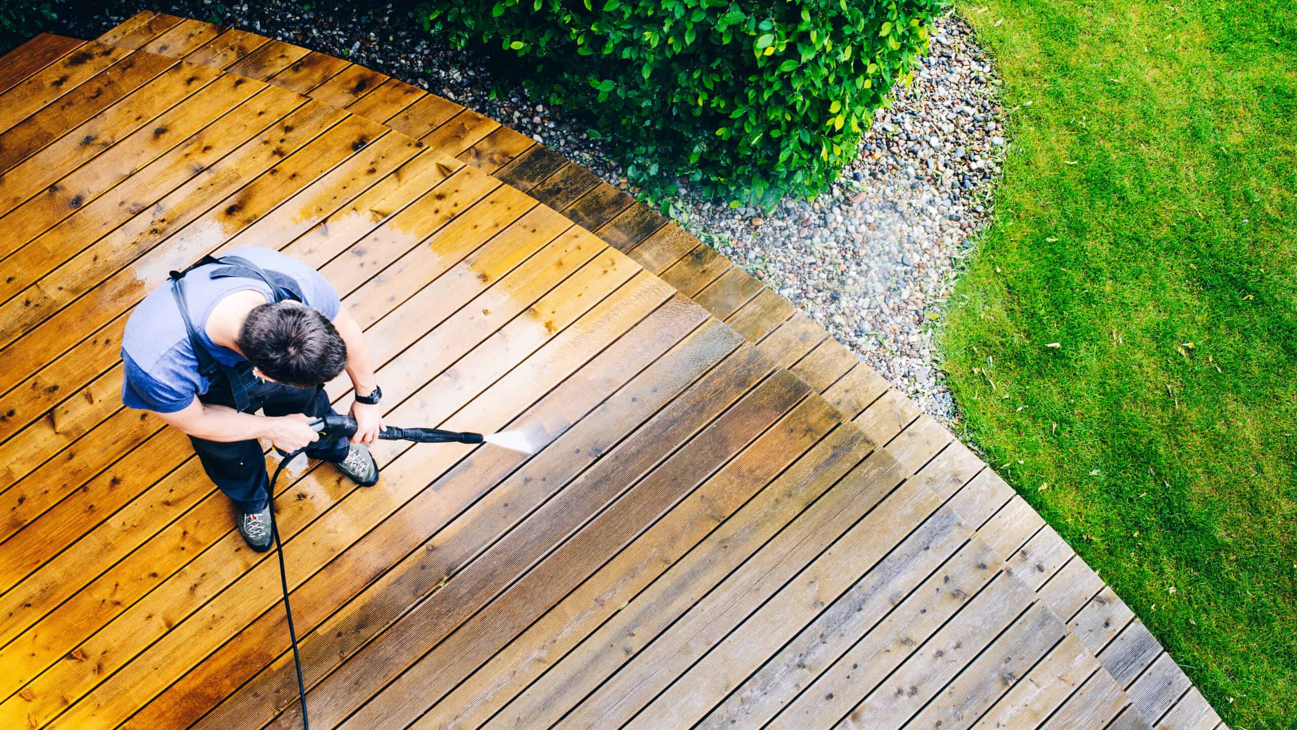 Pressure washing house